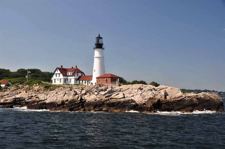 Portland Head Light is the iconic lighthouse of Cape Elizabeth. It sits on the dramatic shores of Fort Williams Park. It was first lit in January of 1790. A plaque on the grounds of the light reads that Henry Wadsworth Longfellow often visited this lighthouse and that it was the inspiration for his poem "The Lighthouse."
